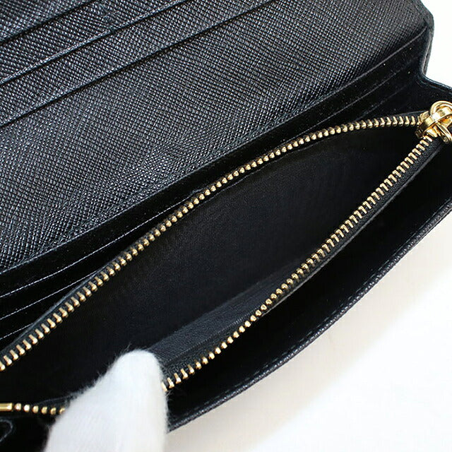 中古 プラダ 長財布二折 レディース ブランド PRADA  サフィアーノトライアングル レザー 1MH132 ブラック USDPR119853011