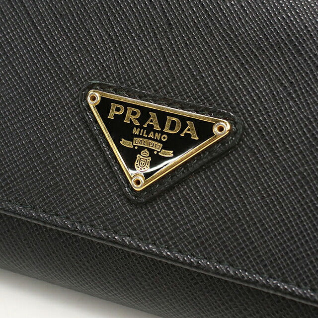中古 プラダ 長財布二折 レディース ブランド PRADA  サフィアーノトライアングル レザー 1MH132 ブラック USDPR119853011