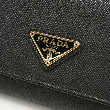中古 プラダ 長財布二折 レディース ブランド PRADA  サフィアーノトライアングル レザー 1MH132 ブラック USDPR119853011