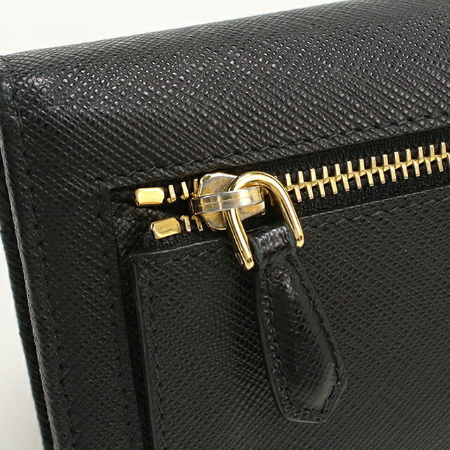 中古 プラダ 長財布二折 レディース ブランド PRADA  サフィアーノトライアングル レザー 1MH132 ブラック USDPR119853011