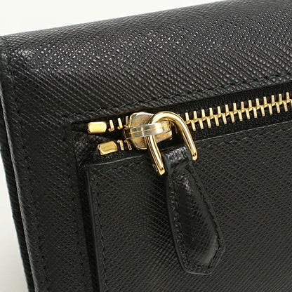 中古 プラダ 長財布二折 レディース ブランド PRADA  サフィアーノトライアングル レザー 1MH132 ブラック USDPR119853011