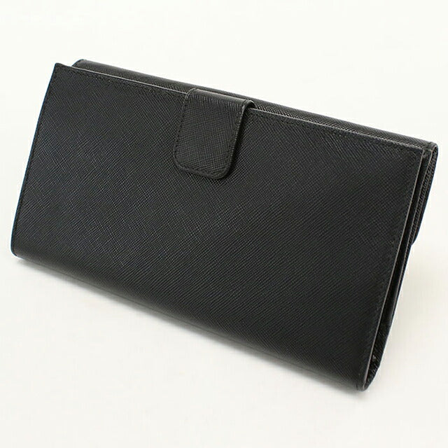 中古 プラダ 長財布二折 レディース ブランド PRADA サフィアーノレザー Wホック レザー 1M1133 ブラック USDPR119876011