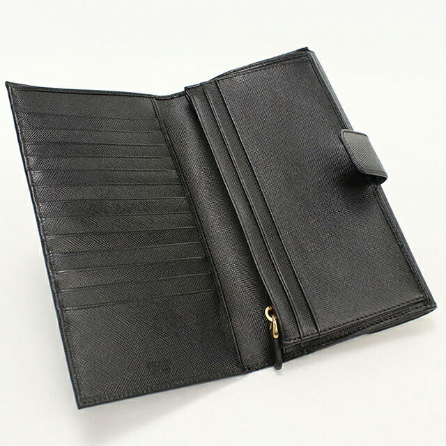 中古 プラダ 長財布二折 レディース ブランド PRADA サフィアーノレザー Wホック レザー 1M1133 ブラック USDPR119876011