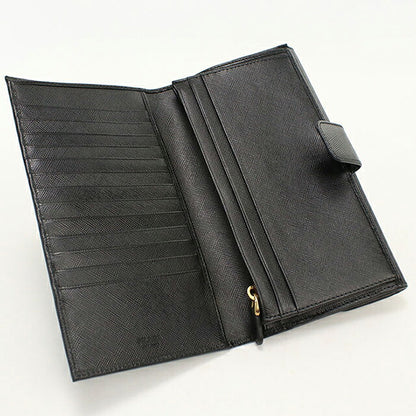 中古 プラダ 長財布二折 レディース ブランド PRADA サフィアーノレザー Wホック レザー 1M1133 ブラック USDPR119876011