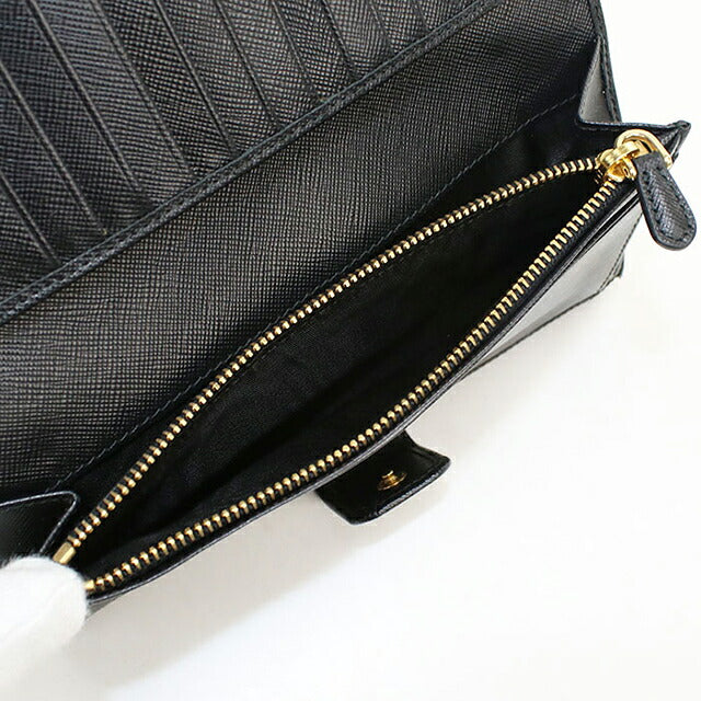 中古 プラダ 長財布二折 レディース ブランド PRADA サフィアーノレザー Wホック レザー 1M1133 ブラック USDPR119876011