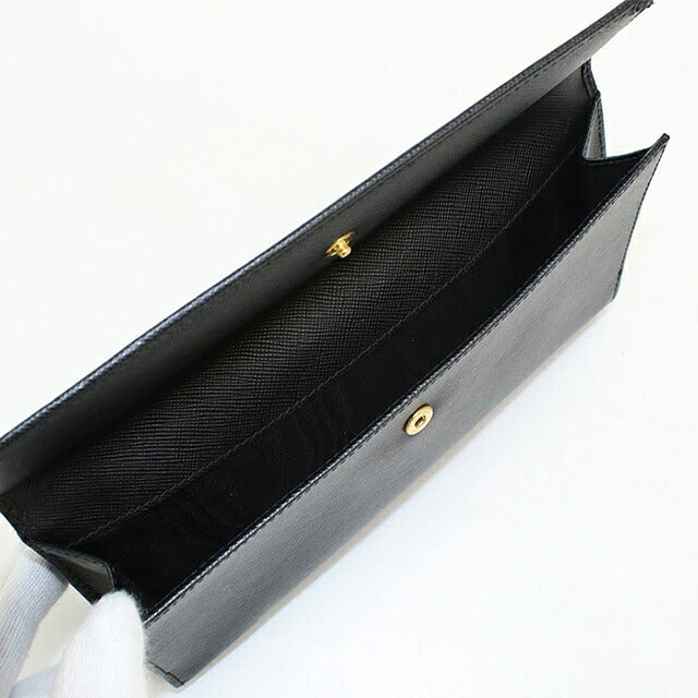 中古 プラダ 長財布二折 レディース ブランド PRADA サフィアーノレザー Wホック レザー 1M1133 ブラック USDPR119876011
