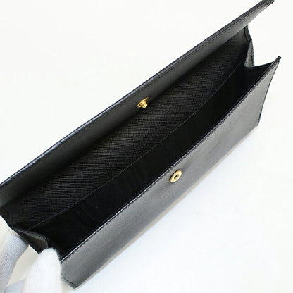 中古 プラダ 長財布二折 レディース ブランド PRADA サフィアーノレザー Wホック レザー 1M1133 ブラック USDPR119876011