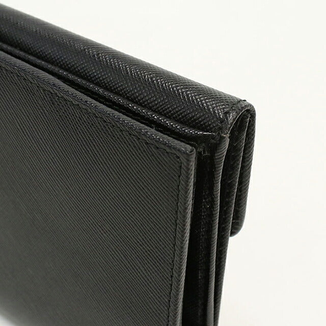 中古 プラダ 長財布二折 レディース ブランド PRADA サフィアーノレザー Wホック レザー 1M1133 ブラック USDPR119876011