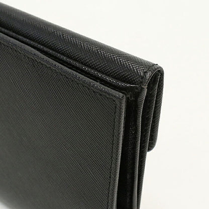中古 プラダ 長財布二折 レディース ブランド PRADA サフィアーノレザー Wホック レザー 1M1133 ブラック USDPR119876011