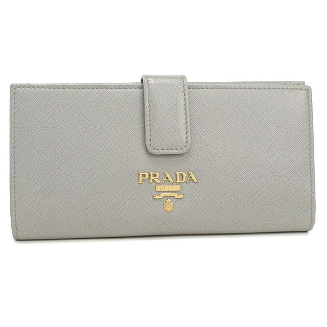 中古 プラダ 長財布二折 レディース ブランド PRADA  サフィアーノマルチカラー レザー 1MV025 グレー USDPR119878011