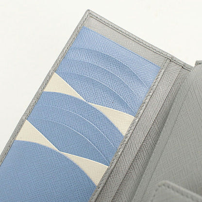 中古 プラダ 長財布二折 レディース ブランド PRADA  サフィアーノマルチカラー レザー 1MV025 グレー USDPR119878011