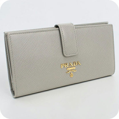 中古 プラダ 長財布二折 レディース ブランド PRADA  サフィアーノマルチカラー レザー 1MV025 グレー USDPR119878011