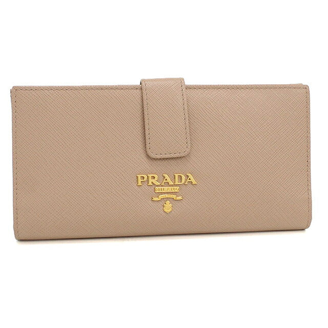 中古 プラダ 長財布二折 レディース ブランド PRADA  サフィアーノレザー レザー 1MV025 QWA F0236 ベージュ USDPR119879011