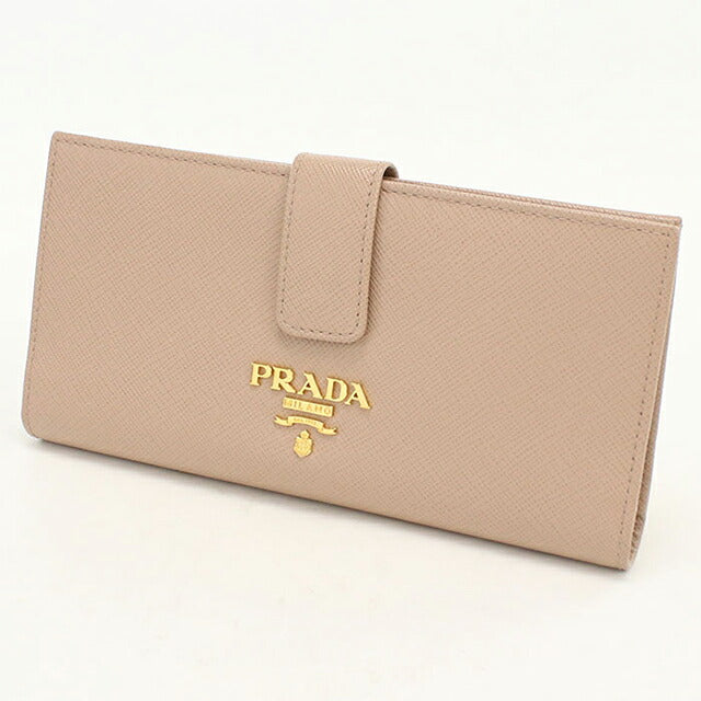 中古 プラダ 長財布二折 レディース ブランド PRADA  サフィアーノレザー レザー 1MV025 QWA F0236 ベージュ USDPR119879011