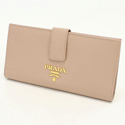 中古 プラダ 長財布二折 レディース ブランド PRADA  サフィアーノレザー レザー 1MV025 QWA F0236 ベージュ USDPR119879011