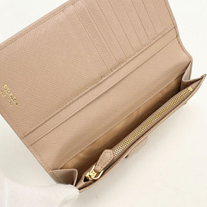 中古 プラダ 長財布二折 レディース ブランド PRADA  サフィアーノレザー レザー 1MV025 QWA F0236 ベージュ USDPR119879011