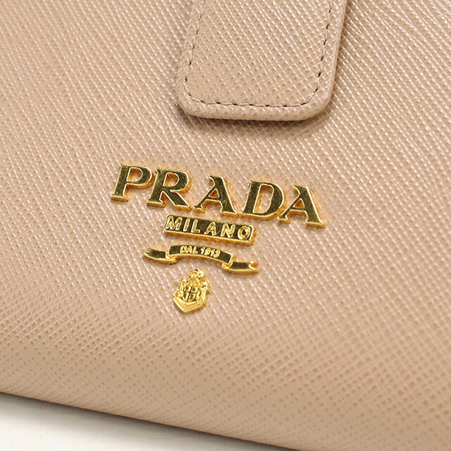 中古 プラダ 長財布二折 レディース ブランド PRADA  サフィアーノレザー レザー 1MV025 QWA F0236 ベージュ USDPR119879011