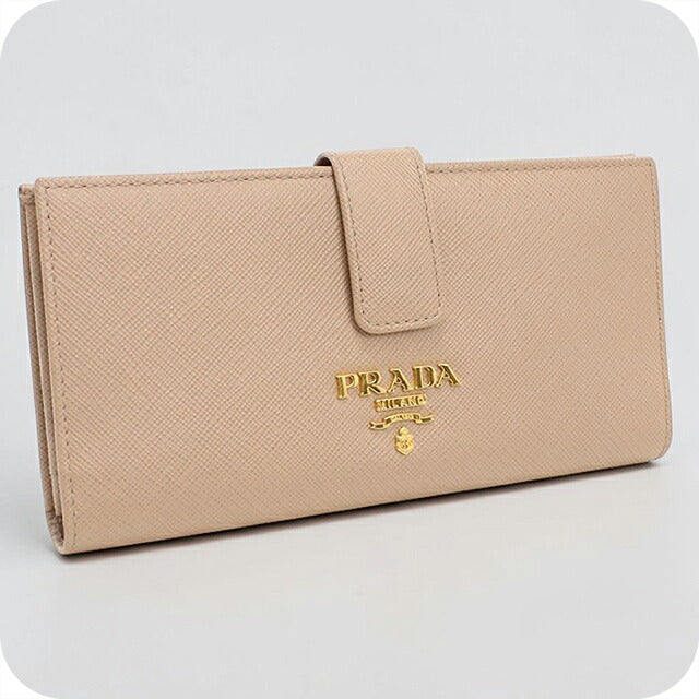 中古 プラダ 長財布二折 レディース ブランド PRADA  サフィアーノレザー レザー 1MV025 QWA F0236 ベージュ USDPR119879011