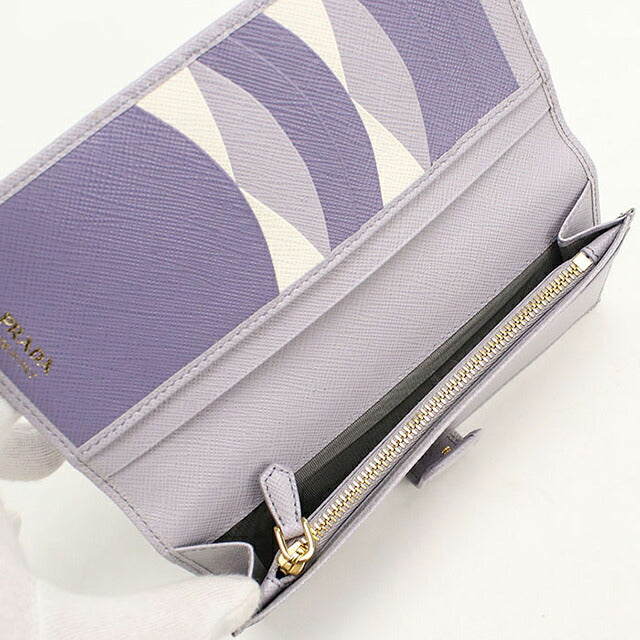 中古 プラダ 長財布二折 レディース ブランド PRADA  サフィアーノマルチカラー レザー 1MV025 パープル USDPR119881011