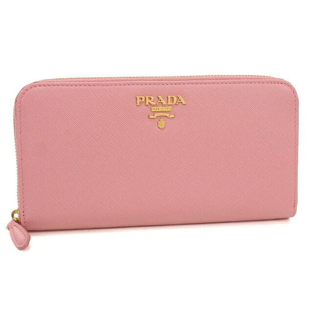 中古 プラダ 長財布ラウンドファスナー レディース ブランド PRADA サフィアーノマルチカラー  レザー 1ML506 ピンク USDPR119882011
