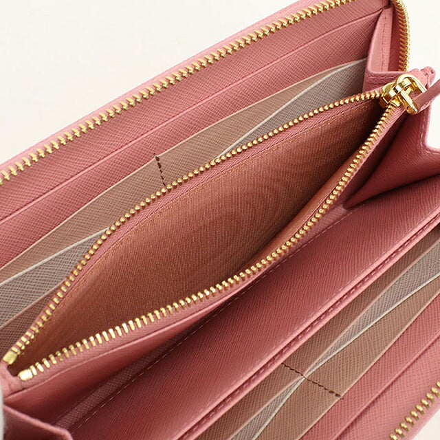 中古 プラダ 長財布ラウンドファスナー レディース ブランド PRADA サフィアーノマルチカラー  レザー 1ML506 ピンク USDPR119882011