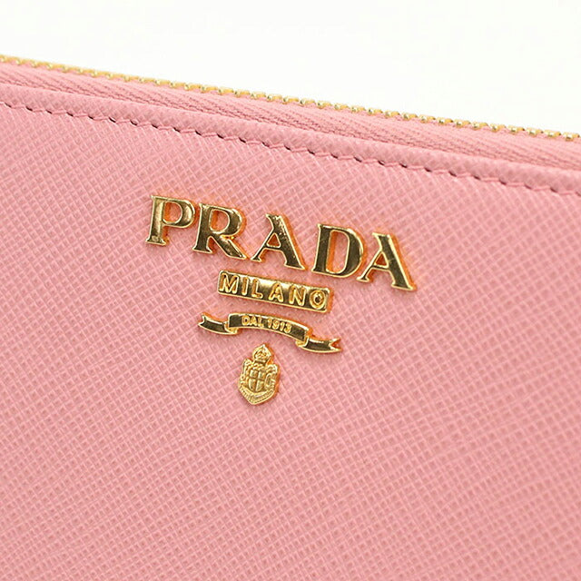 中古 プラダ 長財布ラウンドファスナー レディース ブランド PRADA サフィアーノマルチカラー  レザー 1ML506 ピンク USDPR119882011