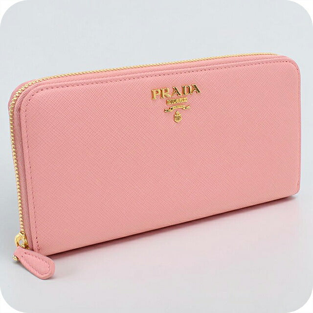 中古 プラダ 長財布ラウンドファスナー レディース ブランド PRADA サフィアーノマルチカラー  レザー 1ML506 ピンク USDPR119882011