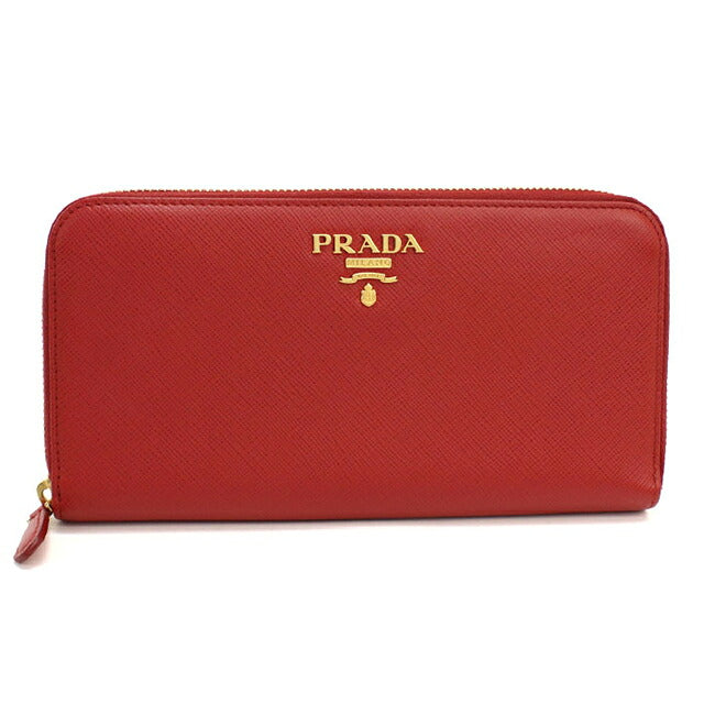 中古 プラダ 長財布ラウンドファスナー レディース ブランド PRADA サフィアーノレザー  レザー 1ML506 レッド USDPR119883011