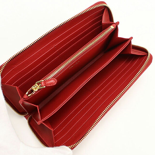 中古 プラダ 長財布ラウンドファスナー レディース ブランド PRADA サフィアーノレザー  レザー 1ML506 レッド USDPR119883011