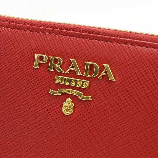 中古 プラダ 長財布ラウンドファスナー レディース ブランド PRADA サフィアーノレザー  レザー 1ML506 レッド USDPR119883011