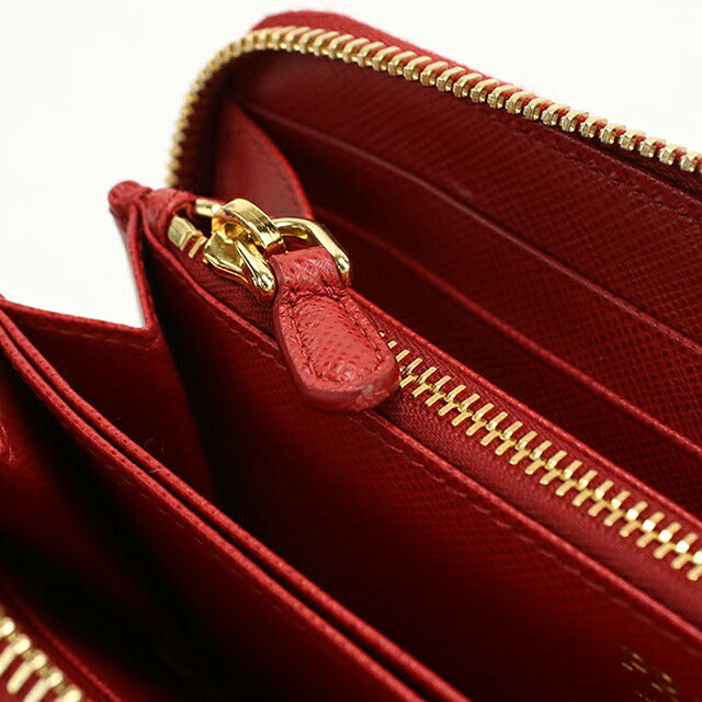 中古 プラダ 長財布ラウンドファスナー レディース ブランド PRADA サフィアーノレザー  レザー 1ML506 レッド USDPR119883011