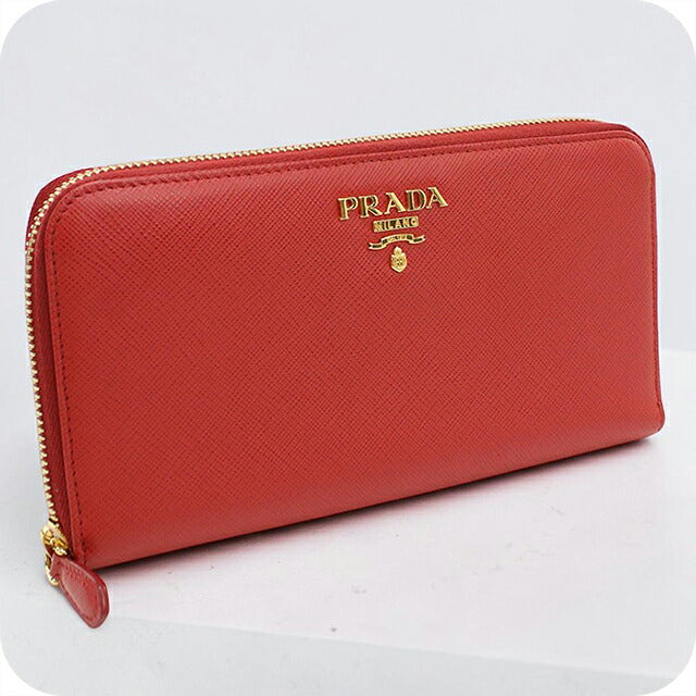 中古 プラダ 長財布ラウンドファスナー レディース ブランド PRADA サフィアーノレザー  レザー 1ML506 レッド USDPR119883011