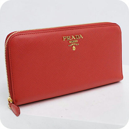 中古 プラダ 長財布ラウンドファスナー レディース ブランド PRADA サフィアーノレザー  レザー 1ML506 レッド USDPR119883011