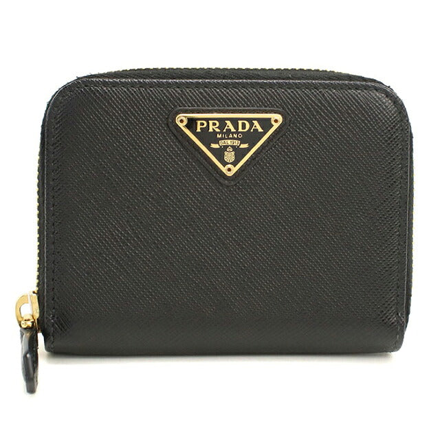 中古 プラダ 小銭入れ レディース ブランド PRADA サフィアーノトライアングル コインケース レザー 1MM268 QHH F0002 ブラック USDPR119887011