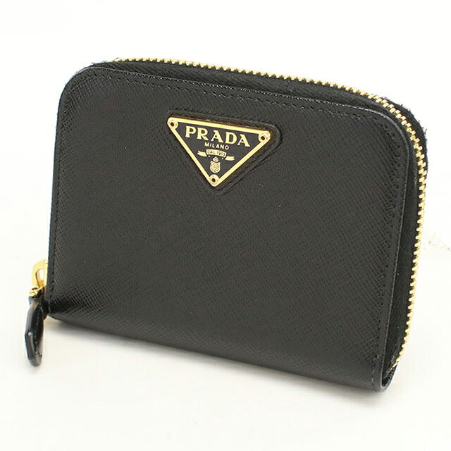 中古 プラダ 小銭入れ レディース ブランド PRADA サフィアーノトライアングル コインケース レザー 1MM268 QHH F0002 ブラック USDPR119887011