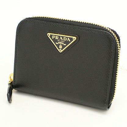 中古 プラダ 小銭入れ レディース ブランド PRADA サフィアーノトライアングル コインケース レザー 1MM268 QHH F0002 ブラック USDPR119887011