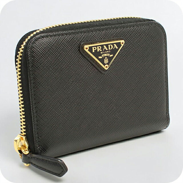 中古 プラダ 小銭入れ レディース ブランド PRADA サフィアーノトライアングル コインケース レザー 1MM268 QHH F0002 ブラック USDPR119887011