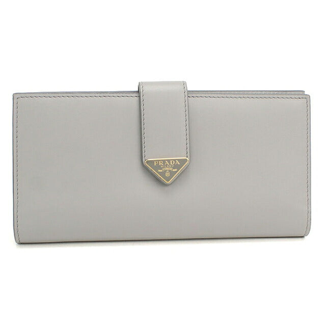 中古 プラダ 長財布二折 レディース ブランド PRADA  シティ カーフ タブ 1MV025 グレー USDPR119896011