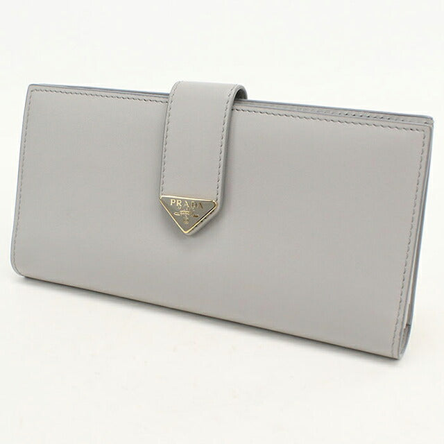 中古 プラダ 長財布二折 レディース ブランド PRADA  シティ カーフ タブ 1MV025 グレー USDPR119896011