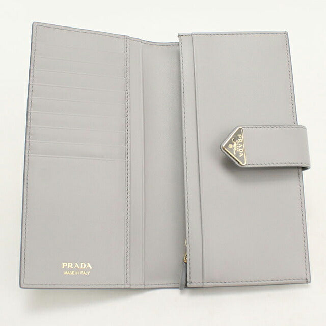 中古 プラダ 長財布二折 レディース ブランド PRADA  シティ カーフ タブ 1MV025 グレー USDPR119896011