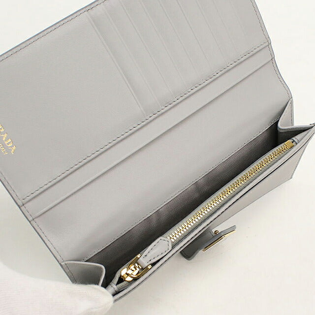 中古 プラダ 長財布二折 レディース ブランド PRADA  シティ カーフ タブ 1MV025 グレー USDPR119896011