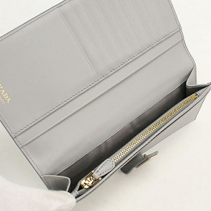 中古 プラダ 長財布二折 レディース ブランド PRADA  シティ カーフ タブ 1MV025 グレー USDPR119896011