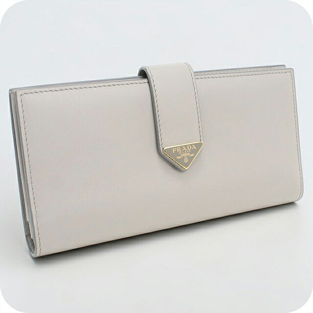 中古 プラダ 長財布二折 レディース ブランド PRADA  シティ カーフ タブ 1MV025 グレー USDPR119896011
