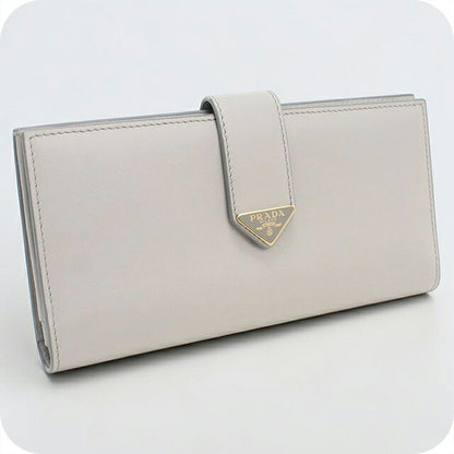 中古 プラダ 長財布二折 レディース ブランド PRADA  シティ カーフ タブ 1MV025 グレー USDPR119896011