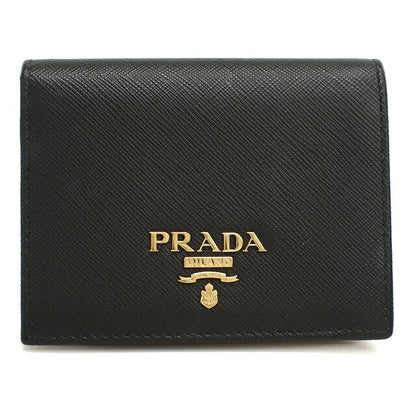 中古 プラダ 二つ折り財布 二折財布 コンパクト レディース ブランド PRADA  サフィアーノマルチカラー レザー 1MV204 ブラック USDPR119897011