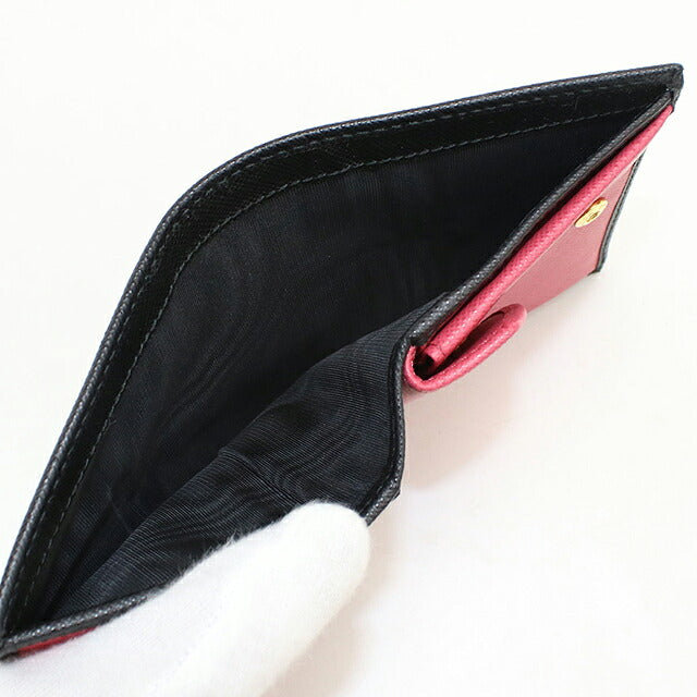 中古 プラダ 二つ折り財布 二折財布 コンパクト レディース ブランド PRADA  サフィアーノマルチカラー レザー 1MV204 ブラック USDPR119897011