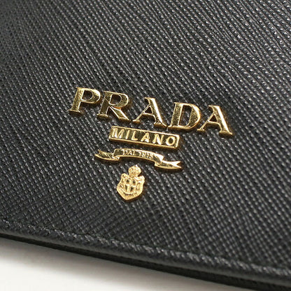 中古 プラダ 二つ折り財布 二折財布 コンパクト レディース ブランド PRADA  サフィアーノマルチカラー レザー 1MV204 ブラック USDPR119897011