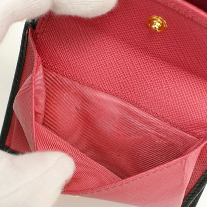 中古 プラダ 二つ折り財布 二折財布 コンパクト レディース ブランド PRADA  サフィアーノマルチカラー レザー 1MV204 ブラック USDPR119897011