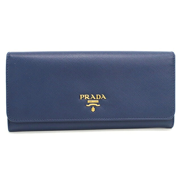 中古 プラダ 長財布二折 レディース ブランド PRADA  サフィアーノレザー レザー 1MH132 ブルー USDPR119898011