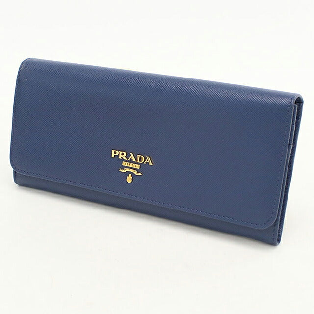 中古 プラダ 長財布二折 レディース ブランド PRADA  サフィアーノレザー レザー 1MH132 ブルー USDPR119898011